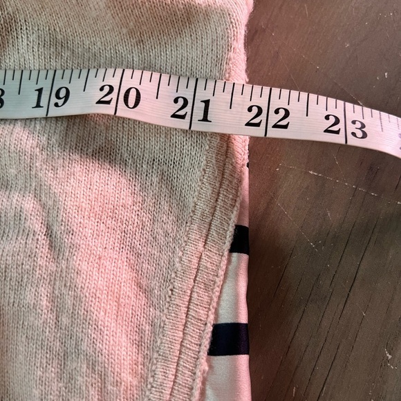 Loft Ann Taylor Navy Blue & Pink Stripe Wool Blend Sweater Mixed Media Large - Picture 2 of 9